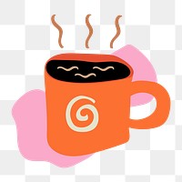 Coffee food png sticker, cute doodle illustration in retro design 