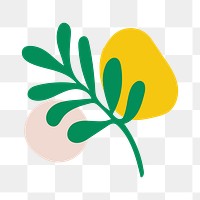 Leaf doodle png sticker, nature illustration in retro design