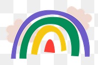 Rainbow doodle png sticker, weather illustration in colorful retro design