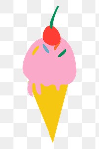 Ice-cream dessert png sticker, cute doodle illustration in retro design