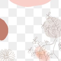 Pastel abstract woman png background transparent, woman and flower line art 