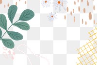 Pastel abstract floral png  background transparent, line art style 