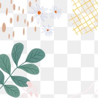 Pastel abstract floral png  background transparent, line art style 