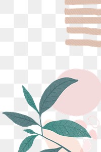 Botanical leaf Memphis png background transparent in pastel 