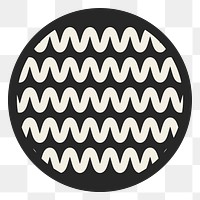 Round zig zag png sticker, wave collage element, transparent background