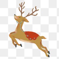 Reindeer sticker png, Christmas hand drawn, cute winter holidays illustration