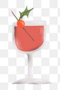 Cocktail sticker png, Christmas hand drawn, cute winter holidays illustration