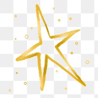 Gold star doodle png, Christmas sticker, hand drawn illustration