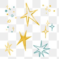 Sparkle sticker png, gold and blue effect illustration set