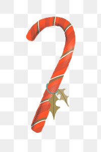 Candy cane doodle png, Christmas sticker, hand drawn illustration