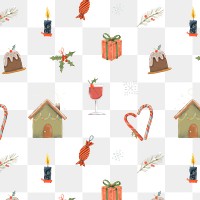 Christmas pattern png, transparent background, cute winter holidays illustration