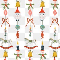 Christmas pattern png, transparent background, cute winter holidays illustration