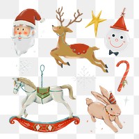 Christmas doodle png, cute sticker illustration set