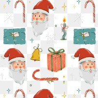 Christmas pattern png, transparent background, cute winter holidays illustration