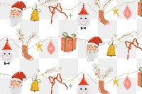 Christmas pattern png, transparent background, cute winter holidays illustration