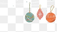 Christmas baubles png, holidays border sticker