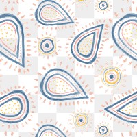 Paisley doodle png background, cute pattern in blue pastel for kids