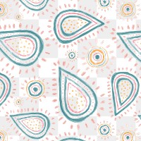 Paisley doodle png background, cute pattern in green pastel for kids