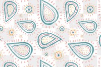 Paisley doodle png background, cute pattern in green pastel for kids