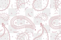 Cute pastel background png transparent, paisley pattern in pink pastel for kids