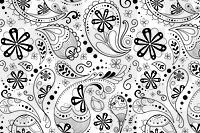 Paisley pattern background png, mandala abstract illustration in black