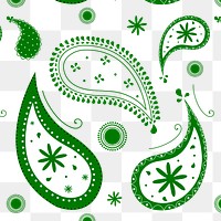 Green paisley background png transparent, cute decorative pattern