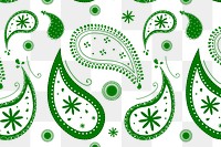 Green paisley background png transparent, cute decorative pattern