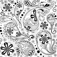 Paisley pattern background png, mandala abstract illustration in black