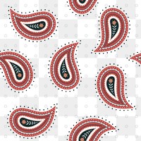 Paisley floral background png transparent, simple pattern in red