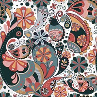 Retro paisley background png transparent, aesthetic floral pattern