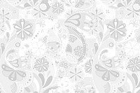 Aesthetic paisley background png, abstract pattern in white