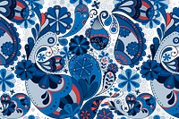 Blue paisley png background, Indian pattern, floral art