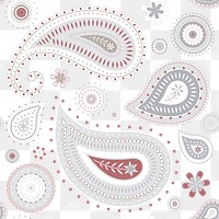 Paisley pattern background png transparent, gray cute illustration