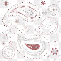 Paisley pattern background png transparent, gray cute illustration