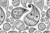 Abstract paisley pattern background png, black zentangle illustration