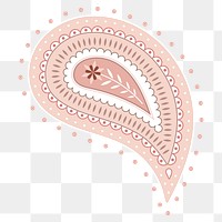 Paisley flower png sticker, nude traditional Indian illustration