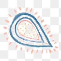 Cute paisley doodle sticker png transparent, mandala illustration in blue