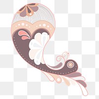 Nude paisley png sticker, Indian illustration in pastel design