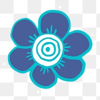 Blue flower png sticker, cute doodle illustration