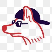 Cool dog png sticker, logo element in transparent background