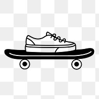 Skateboard and shoes png, streetwear branding logo element in transparent background