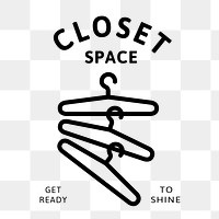 Clothing business logo png, fashion branding sticker, black and white design, closet space