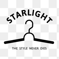 Clothing store logo png, fashion branding sticker, black and white design, starlight