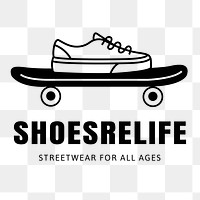 Shoes logo png, streetwear branding sticker, black and white design