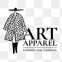 Fashion logo png, clothing business branding sticker, black and white design in transparent background