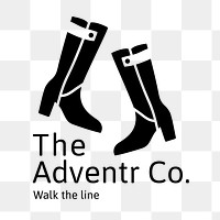 Shoes logo png, fashion business branding sticker, black and white design, the adventr co, walk the line