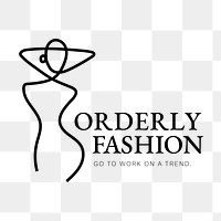 Aesthetic fashion logo png, business branding sticker, black and white line art design, orderly fashion