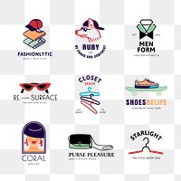 Fashion logo png, business branding sticker set