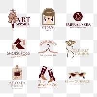 Aesthetic logo png, fashion and beauty business branding sticker set 