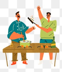 Men cooking png sticker, hobby cartoon on transparent background